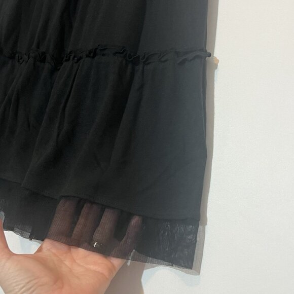 Ann Taylor Loft Petite Large Skirt Black Tiered Witchy Fairygoth Stretch NWT - Picture 5 of 7
